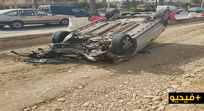 انقلاب سيارة في حادث سير خطير بمدخل مدينة الناظور وهذا ما وقع لسائقها انقلاب سيارة في حادث سير خطير بمدخل مدينة الناظور وهذا ما وقع لسائقها