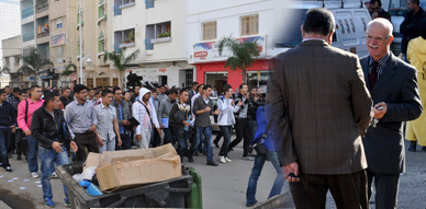 طلبة كلية سلوان يحتجون على ملفهم المطلبي وسط الناظور طلبة كلية سلوان يحتجون على ملفهم المطلبي وسط الناظور