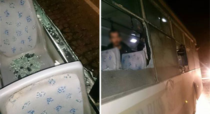 مجهولون يتهجمون على حافلة تشغل خطّ "الناظور أركمان" ويهشمون واقياتها الجانبية ويتسببون في ترويع ركابها وهذا ما حصل مجهولون يتهجمون على حافلة تشغل خطّ "الناظور أركمان" ويهشمون واقياتها الجانبية ويتسببون في ترويع ركابها وهذا ما حصل