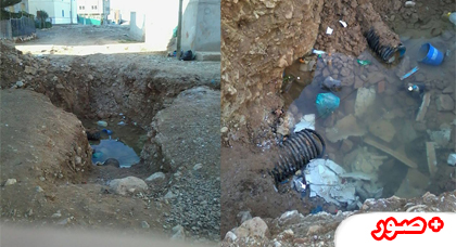 حفرة مشرعة وسط حي واد وزاج بمدينة العروي  تثير إستياء الساكنة