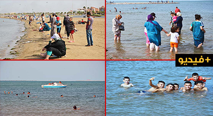 مع ارتفاع الحرارة.. عائلات وأطفال يلجؤون إلى شاطئ كورنيش الناظور هروبا من لسعات الشمس المحرقة