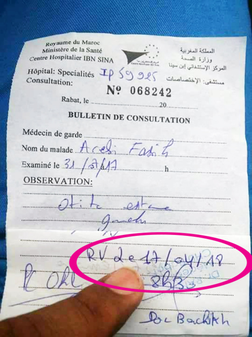 صدق أو لا تصدق: مواطن يتفاجأ بتحديد موعد الكشف عنه بمركز "ابن سينا" بالرباط بهذا التاريخ + الوثيقة صدق أو لا تصدق: مواطن يتفاجأ بتحديد موعد الكشف عنه بمركز "ابن سينا" بالرباط بهذا التاريخ + الوثيقة