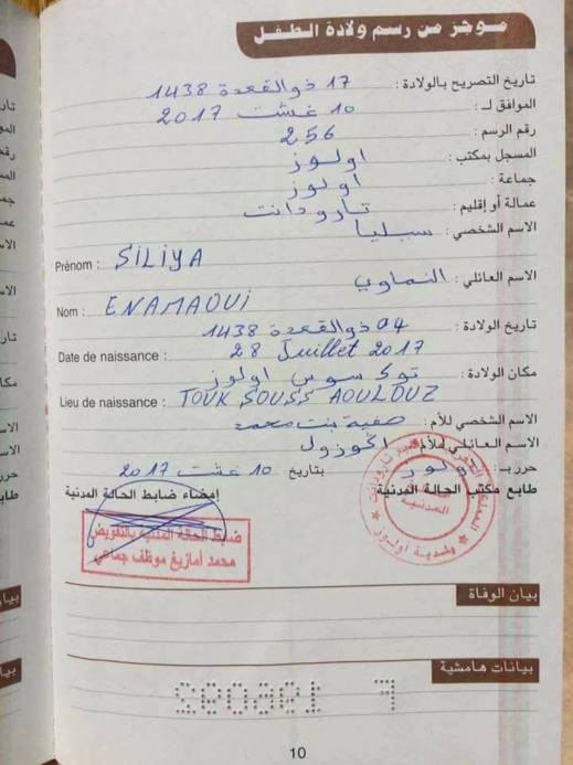 السلطات تسجل "سيليا" في دفتر الحالة المدنية بعد أسبوع من رفضها السلطات تسجل "سيليا" في دفتر الحالة المدنية بعد أسبوع من رفضها