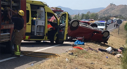 مقتل مغربي وإصابة إثنين آخرين بجروح خطيرة في حادثة سير مأساوية نواحي خيرونا مقتل مغربي وإصابة إثنين آخرين بجروح خطيرة في حادثة سير مأساوية نواحي خيرونا