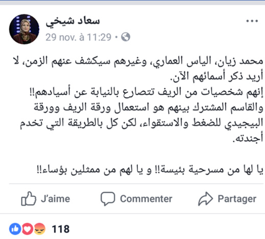 نائبة برلمانية سابقة: زيان والعماري شخصيات من الريف تتصارع بالنيابة عن أسيادهم