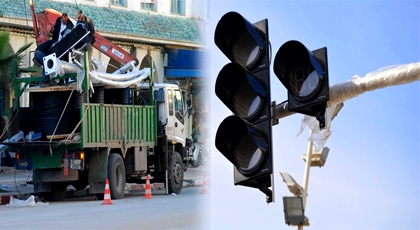 عمالة الدريوش تشرع في تثبيت أعمدة إشارات المرور الضوئية بالمدينة تمهيدا لتنظيم حركة السير والجولان عمالة الدريوش تشرع في تثبيت أعمدة إشارات المرور الضوئية بالمدينة تمهيدا لتنظيم حركة السير والجولان