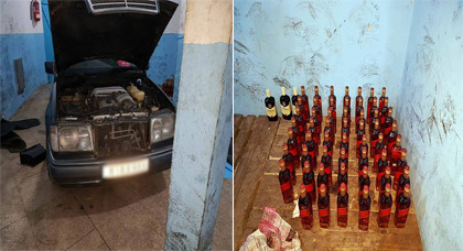 بالصور.. حجز كمية كبيرة من قنينات الويسكي الممتاز بمعبر  فرخانة