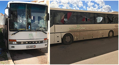 تخريب حافلة هلال الناظور في أحداث شغب بين جماهير كرة القدم