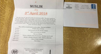 يوم عقاب المسلمين.. رسالة تدعو للاعتداء على المسلمين تستنفر أمن بريطانيا يوم عقاب المسلمين.. رسالة تدعو للاعتداء على المسلمين تستنفر أمن بريطانيا