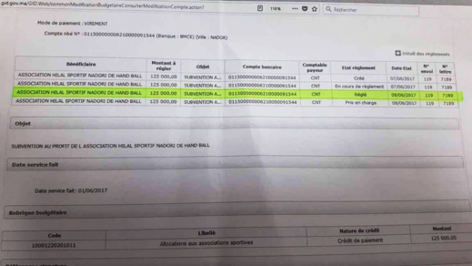 وثائق.. هلال الناظور لكرة اليد توصل بـ 25 مليون من مجلس جهة الشرق و مبلغ جديد في الطريق وثائق.. هلال الناظور لكرة اليد توصل بـ 25 مليون من مجلس جهة الشرق و مبلغ جديد في الطريق
