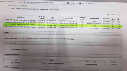 وثائق.. هلال الناظور لكرة اليد توصل بـ 25 مليون من مجلس جهة الشرق و مبلغ جديد في الطريق وثائق.. هلال الناظور لكرة اليد توصل بـ 25 مليون من مجلس جهة الشرق و مبلغ جديد في الطريق