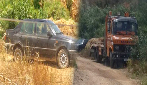 بالصور.. مجهولون يتخلصون من سيارة مسروقة في ظروف غامضة بجماعة تمسمان