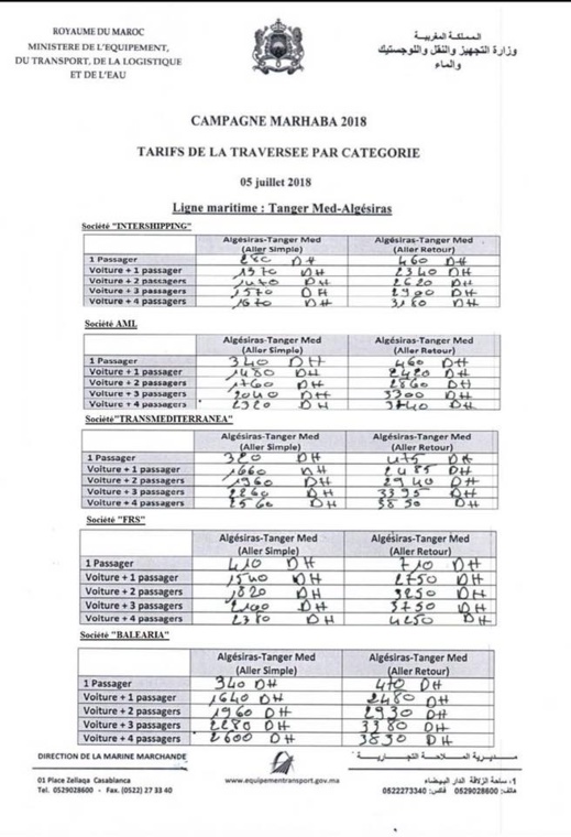 بعد توالي شكايات الجالية حول غلاء التذاكر.. بوليف ينشر قائمة أسعار النقل البحري بين المغرب وإسبانيا بعد توالي شكايات الجالية حول غلاء التذاكر.. بوليف ينشر قائمة أسعار النقل البحري بين المغرب وإسبانيا