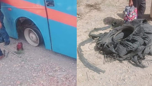 حافلة تقل مسافرين من الناظور الى تمسمان تنجو من كارثة حقيقية بعد إنفجار إحدى عجلاتها الخلفية حافلة تقل مسافرين من الناظور الى تمسمان تنجو من كارثة حقيقية بعد إنفجار إحدى عجلاتها الخلفية