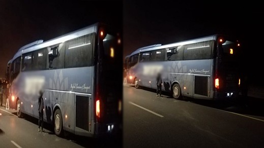 مجهولون يرشقون حافلة للنقل الدولي بالحجارة بالطريق الرابط بين بني انصار والناظور مجهولون يرشقون حافلة للنقل الدولي بالحجارة بالطريق الرابط بين بني انصار والناظور