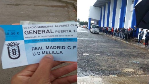 إقبال كبير على شراء تذاكر مباراة ريال مدريد ومليلية والفريق المحلي يجري تغييرات بغرفة الملابس إقبال كبير على شراء تذاكر مباراة ريال مدريد ومليلية والفريق المحلي يجري تغييرات بغرفة الملابس
