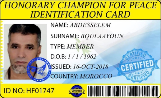 مبتكر رياضة ابيناكا بولعيون ينال وساما من درجة بطل وشرف العضوية الفخرية في رابطة أبطال العالم