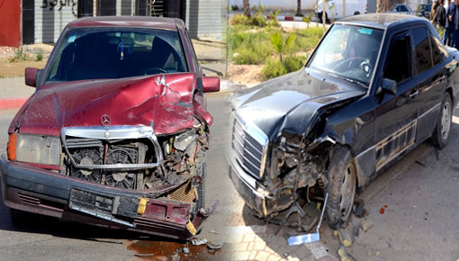 بالصور.. خسائر مادية في اصطدام بين سيارتين بمدخل مدينة الدريوش