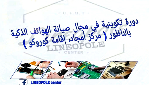 سارعوا للاستفادة.. شركة "لينيوبول" تنظم دورة تكونية في مجال صيانة الهواتف الذكية بالناظور سارعوا للاستفادة.. شركة "لينيوبول" تنظم دورة تكونية في مجال صيانة الهواتف الذكية بالناظور