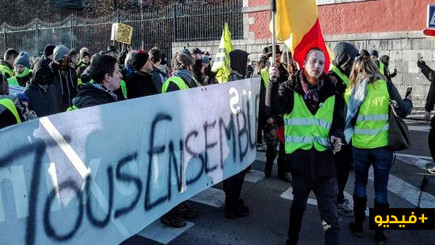 بلجيكا.. المئات من أصحاب السترات الصفراء يحتجون في شوارع نامور