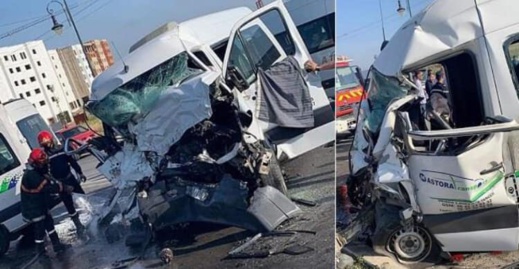 مصرع أربعة أشخاص من بينهم امرأة إثر إصطدام عنيف بين حافلتين لنقل العمال مصرع أربعة أشخاص من بينهم امرأة إثر إصطدام عنيف بين حافلتين لنقل العمال