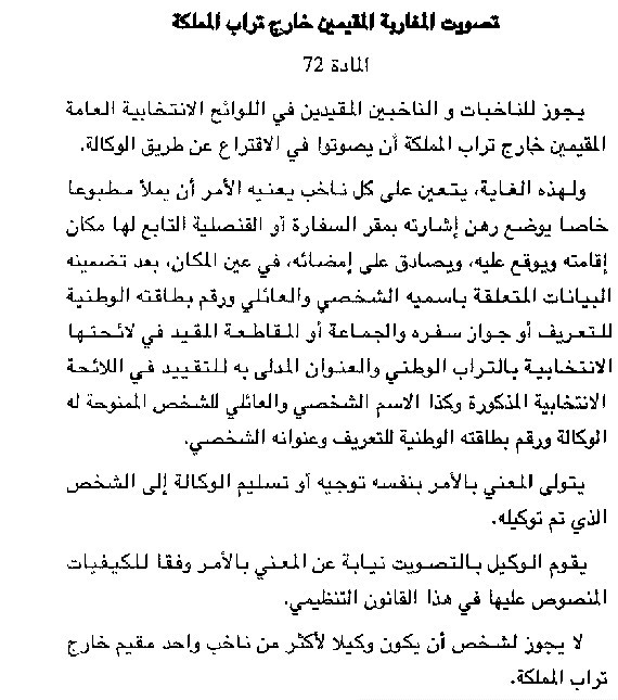 حول تصويت المغاربة المقيمين خارج المملكة حول تصويت المغاربة المقيمين خارج المملكة