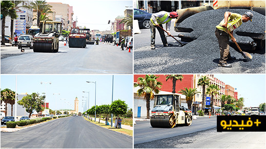 بعد تزفيت أغلب شوارع الناظور.. العمالة تشرع في تزفيت الشارع الرئيسي وسط بالعروي