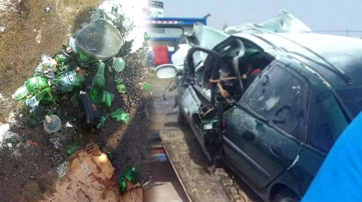 بالصور.. سيارة محملة بكمية من الخمور تتسبب في حادثة سير خطيرة بوجدة بالصور.. سيارة محملة بكمية من الخمور تتسبب في حادثة سير خطيرة بوجدة