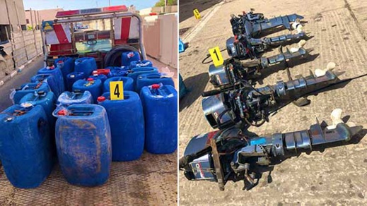 حجز معدات للملاحة ومحركات للزوارق المطاطية وتوقيف شخصين يشتبه في تنظيمهما لعمليات هجرة حجز معدات للملاحة ومحركات للزوارق المطاطية وتوقيف شخصين يشتبه في تنظيمهما لعمليات هجرة