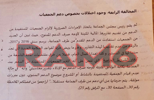 من بين خروقات حوليش التي جرته للمحكمة.. دعم جمعيات دون تقديم تقارير لأوجه صرفها من بين خروقات حوليش التي جرته للمحكمة.. دعم جمعيات دون تقديم تقارير لأوجه صرفها