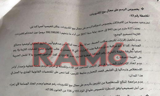 من اختلالات حوليش.. تضييع ازيد من 200 مليون بسبب عدم استخلاص رسوم النقل ومحلات بيع المشروبات من اختلالات حوليش.. تضييع ازيد من 200 مليون بسبب عدم استخلاص رسوم النقل ومحلات بيع المشروبات
