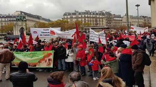 حضور بارز للجالية المغربية المقيمة ببلجيكا في مسيرة باريس بمناسبة المسيرة الخضراء