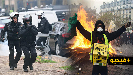 شاهدوا بالفيديو.. أعمال عنف كبيرة تشهدها باريس بسبب إحتجاجات السترات الصفراء