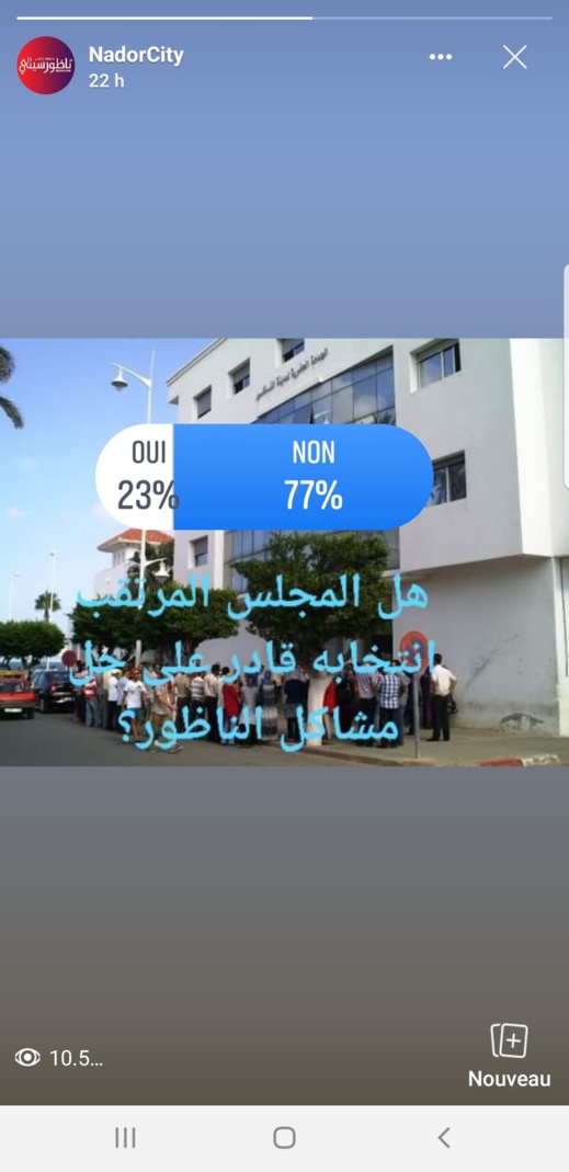 أغلبية زوار صفحة "ناظورسيتي" لا يثقون في المجلس الجماعي الجديد أغلبية زوار صفحة "ناظورسيتي" لا يثقون في المجلس الجماعي الجديد
