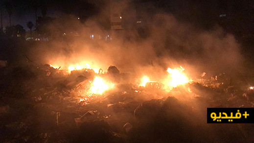 حريق خلف مسجد الحاج المصطفى يستفز السلطة المحلية بالناظور حريق خلف مسجد الحاج المصطفى يستفز السلطة المحلية بالناظور