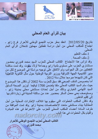 التجمع الوطني للأحرار بزايو يدرس في اجتماع مكتبه ملف الصحة والتعليم التجمع الوطني للأحرار بزايو يدرس في اجتماع مكتبه ملف الصحة والتعليم