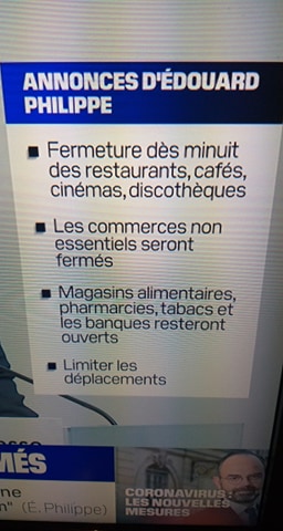 شاهدوا.. فرنسا تقرر إغلاق المقاهي والمتاجر والمطاعم ودور السينما بكامل البلاد شاهدوا.. فرنسا تقرر إغلاق المقاهي والمتاجر والمطاعم ودور السينما بكامل البلاد
