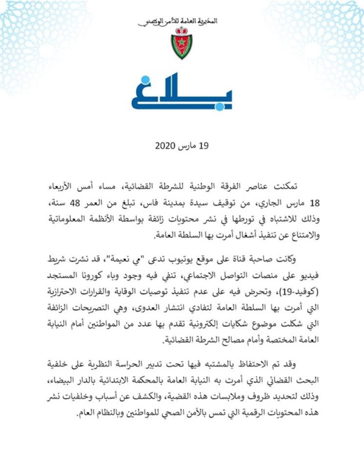 إعتقال صاحبة قناة على يوتوب تدعى "مي نعيمة" بتهمة نشر أخبار زائفة حول كورونا 