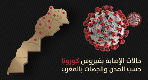 هذا هو التوزيع الجغرافي لعدد الإصابات بالمغرب و103 مصاب بالجهة الشرقية هذا هو التوزيع الجغرافي لعدد الإصابات بالمغرب و103 مصاب بالجهة الشرقية