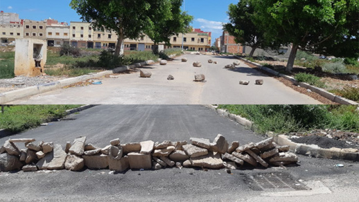 غريب.. مجهولون يضعون أحجار ضخمة وسط الأزقة لمنع مرور السيارات بحي بوعرور غريب.. مجهولون يضعون أحجار ضخمة وسط الأزقة لمنع مرور السيارات بحي بوعرور