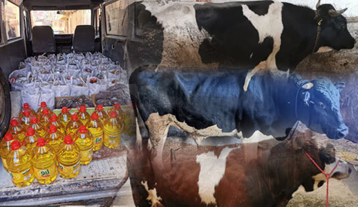 جمعويون يوزعون أطنانا من المواد الغذائية واللحوم على الأسر المحتاجة بتمسمان جمعويون يوزعون أطنانا من المواد الغذائية واللحوم على الأسر المحتاجة بتمسمان