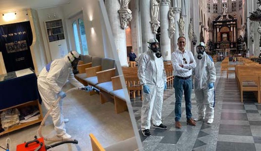 في مبادرة قيمة.. شركة مواطن مغربي ببلجيكا تقوم بتعقيم دور العبادة الخاصة بالديانات السماوية الثلاثة في مبادرة قيمة.. شركة مواطن مغربي ببلجيكا تقوم بتعقيم دور العبادة الخاصة بالديانات السماوية الثلاثة