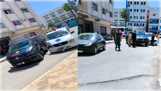 الناظور.. حادث تصادم قوي بين سيارة للشرطة وأخرى للإسعاف وسيارة خاصة