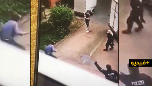 شاهدوا.. هكذا أجهزت الشرطة الألمانية على مهاجر مغربي أشهر سلاحا أبيضا