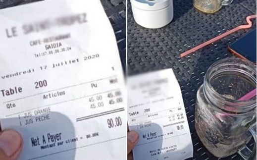 فاتورة خيالية.. مقهى في السعيدية يحتسب 45 درهما لكأس عصير فاتورة خيالية.. مقهى في السعيدية يحتسب 45 درهما لكأس عصير