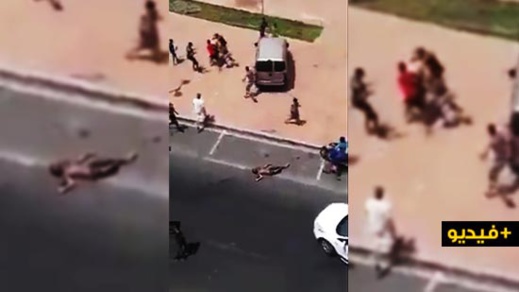 شاهدوا.. عشرات الأشخاص ينهالون بالضرب على السائق الذي دهس مراهقين بآسفي