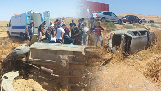 إصابة ثلاثة أشخاص اثر انقلاب سيارة بحاسي بركان