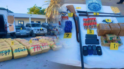 حجز أطنان من الحشيش و أسلحة نارية وغاز مسيل للدموع بالدريوش