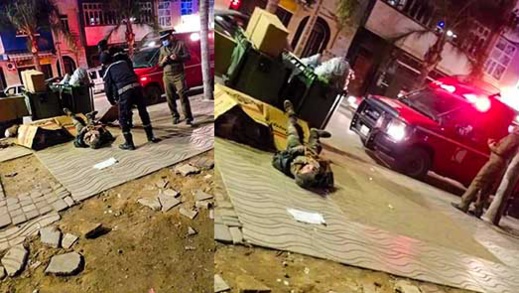 العثور على متشرد مغمى عليه وسط الناظور بسبب استنشاقه كمية من مخدر السيلسيون العثور على متشرد مغمى عليه وسط الناظور بسبب استنشاقه كمية من مخدر السيلسيون