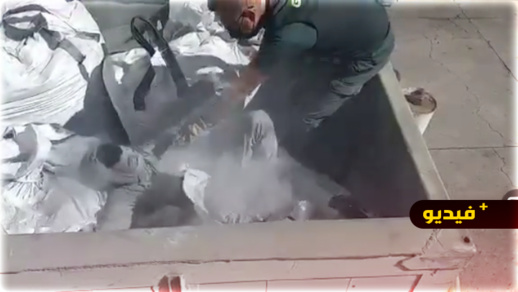 شاهدوا.. انقاذ مغربي حاول الهجرة داخل أكياس تحتوي على مواد سامة بميناء مليلية